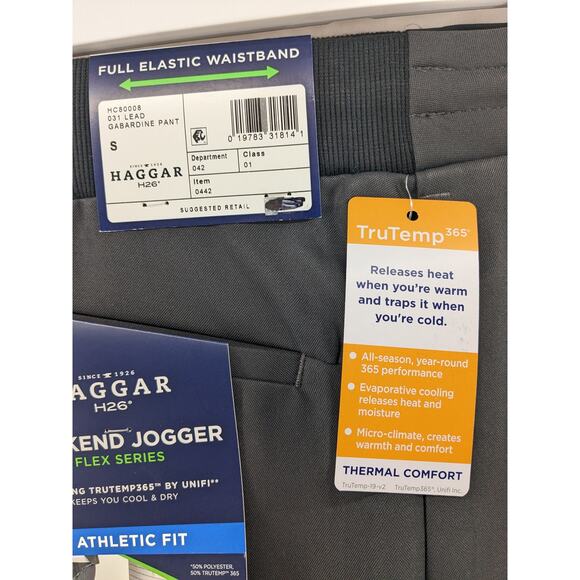 Haggar H26 Jogger Pants Small Black Mens Athletic Fit Skinny Flex Weekend WPL386 - Picture 5 of 14